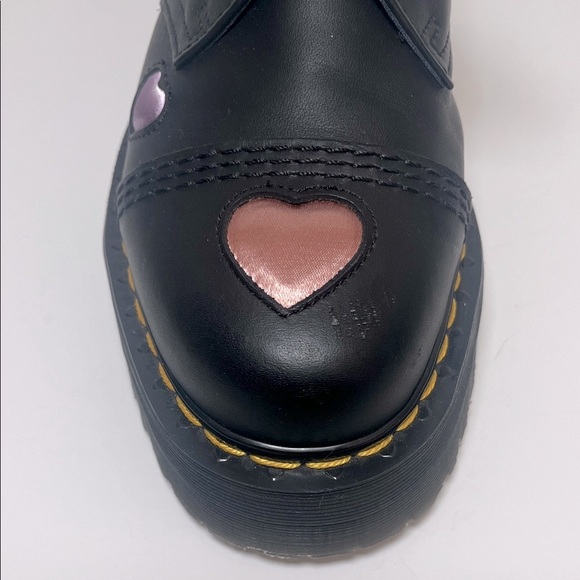 Dr. Martens 1461 Quad Heart Platform Shoes with Pink Heart Accents - Picture 8 of 14